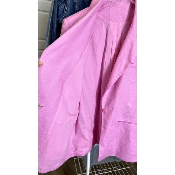 NA-KD ART Oversized Linen Blazer Pink Unisex Editorial Statement Jacket - Picture 8 of 9